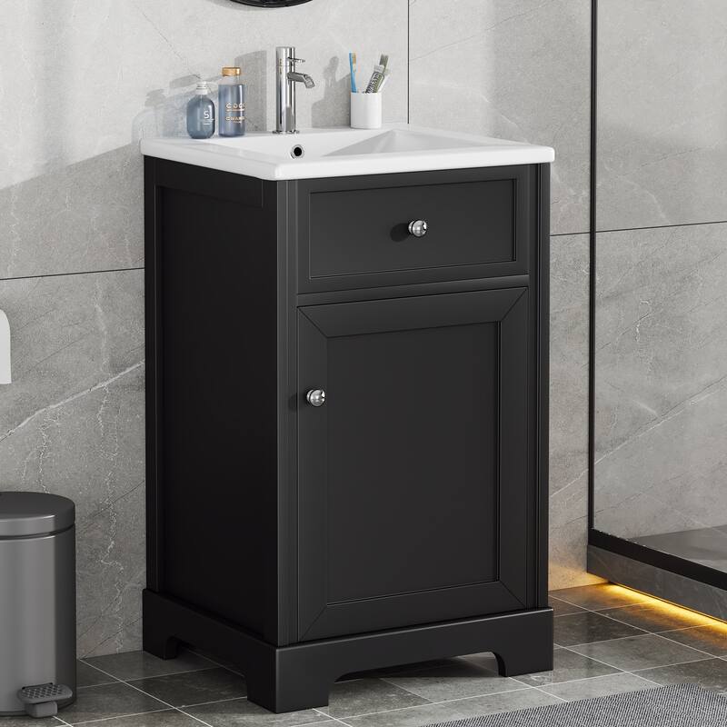 20" Bathroom Vanity with Sink, Bathroom Cabinet with Soft Closing Door, Storage Rack and Adjustable Shelve