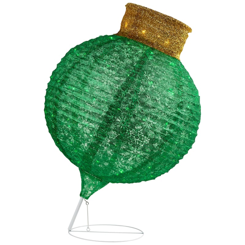 38" LED Twinkling Green Tinsel Onion Ornament Christmas Decoration