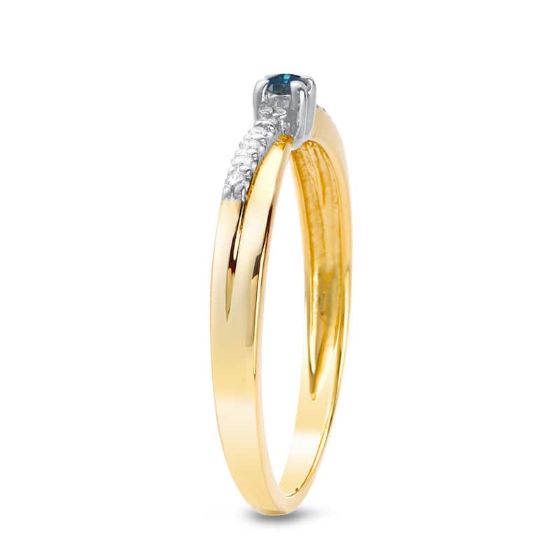 Auriya 1/10ctw Blue and White Diamond Promise Ring 10k White or Two-tone Gold