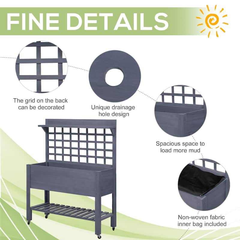 Outsunny 41.25"x17.75"x53.25" Wooden Planter Raised Elevated Garden Bed Planter Flower Herb Boxes for Vegetables Flower