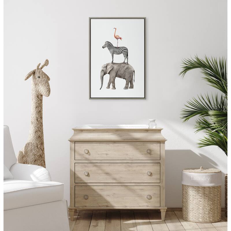 Kate and Laurel Sylvie Safari Animals Framed Canvas by Amy Peterson