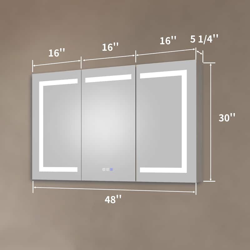 48" Aluminum Surface Mount Medicine Cabinet with Mirrors and Shelves - 48" X 30"