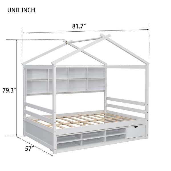dimension image slide 2 of 3, Full House Bed with Roof Frame