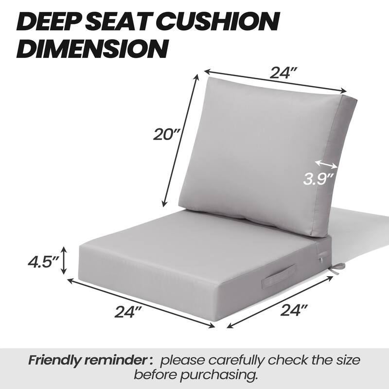 Outdoor Deep Seat Cushion Set Patio Furniture Cushions with Removable Cover for Chair Sofa Couch