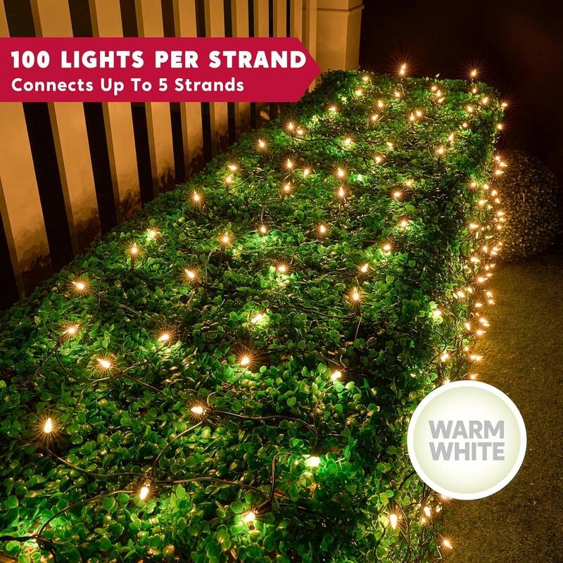 Joyfy 2-Pack 100 Warm White Christmas Net Lights