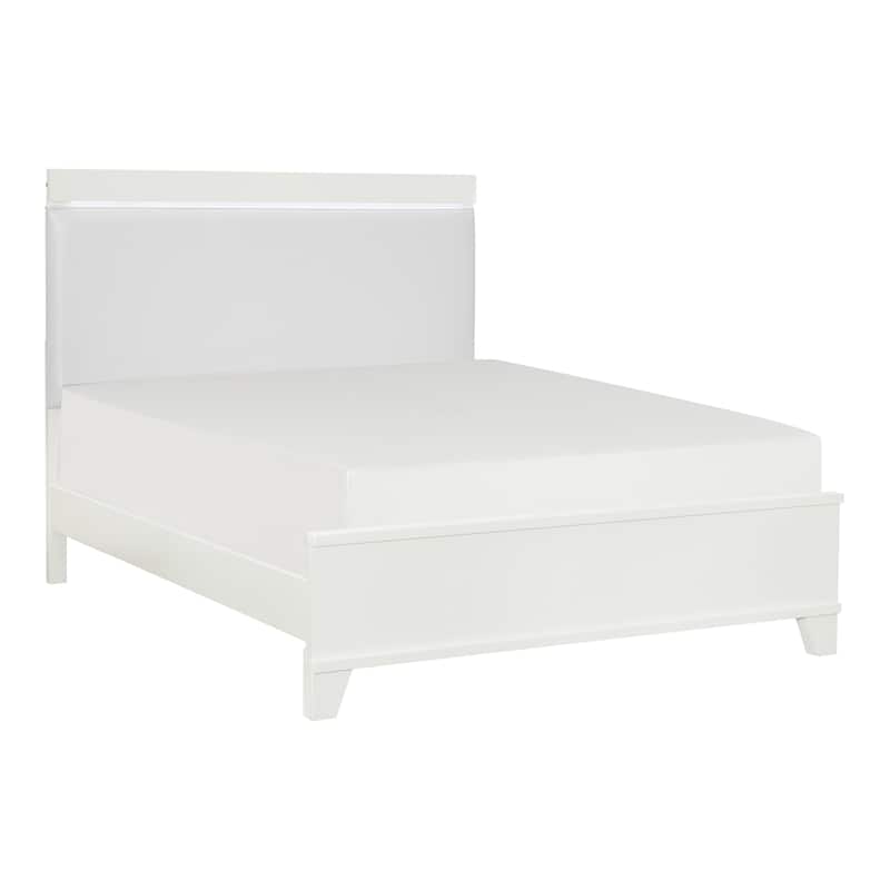 Modern Glam White Finish LED Light Bed 1pc Furniture