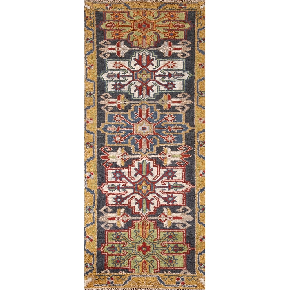 Traditional Kazak Runner Rug Hand-Knotted Wool Carpet - 2'7"x 7'9"