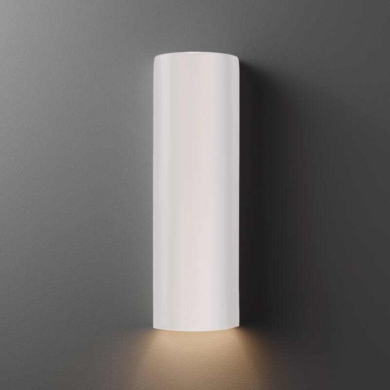 Justice Design Group Ambiance ADA Tube Gloss White Closed Top Wall Sconce
