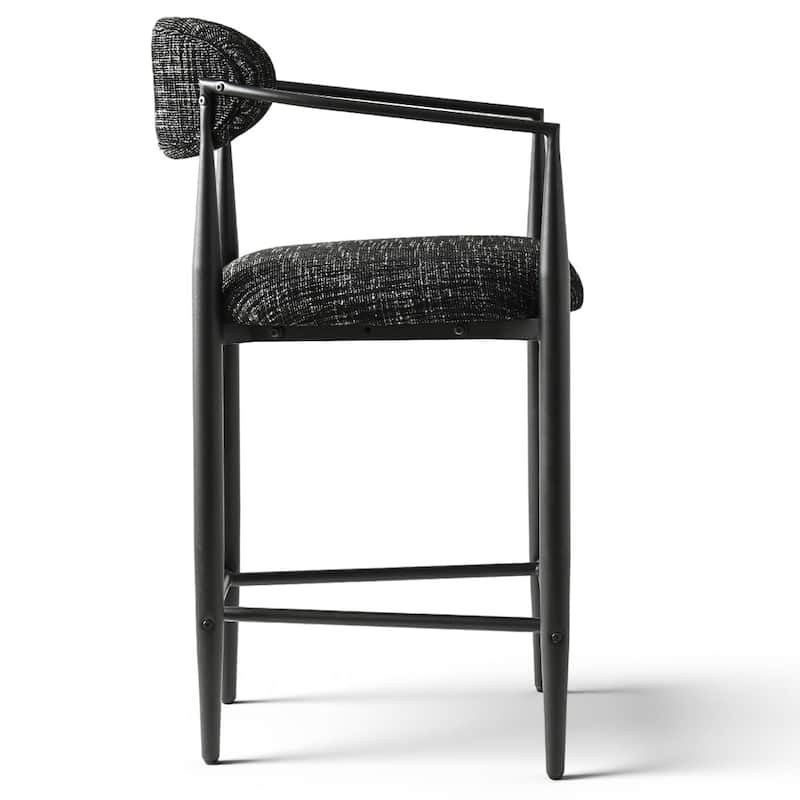 Modern Upholstered Arm Counter Stool with Metal Frame Leg(Set of 3) - N/A