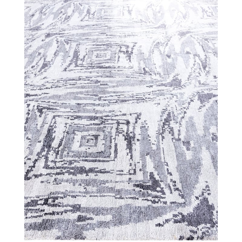 Modern One-of-a-Kind Hand-Knotted Area Rug, Ivory - 9' 0" x 12' 2"