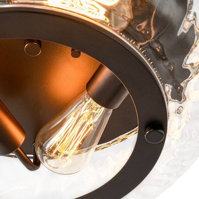 Oil Rubbed Bronze 3-Light Round Glass Flush Mount Ceiling Light