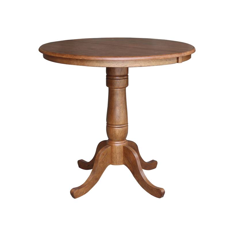 36" Round Wood Counter Height Extension Dining Table with 2 Stools