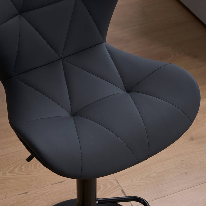 Set of 2 Modern Adjustable Height Bar Stools Padded PU Leather Swivel Stools