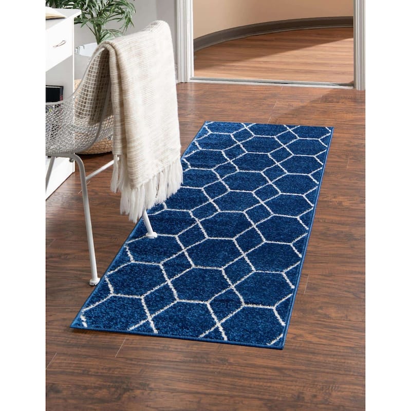 Contemporary Rosilan Collection Area Rug - 2'x13' - Navy Blue