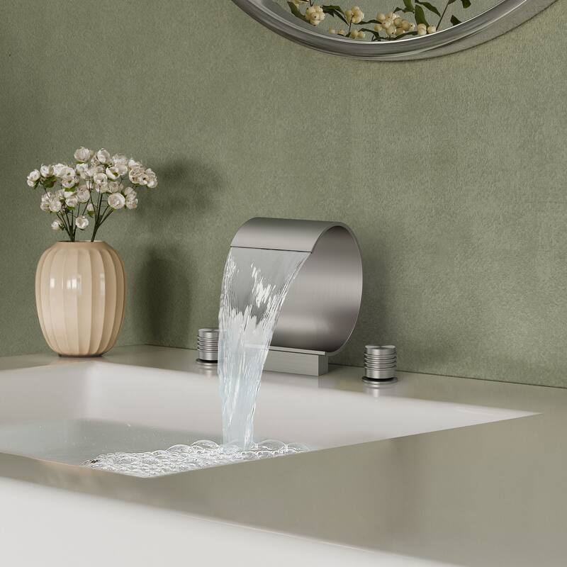 Widespread Bathroom Faucet 3 Hole, 2-handle Bathroom Sink Faucet with Drain Assembly