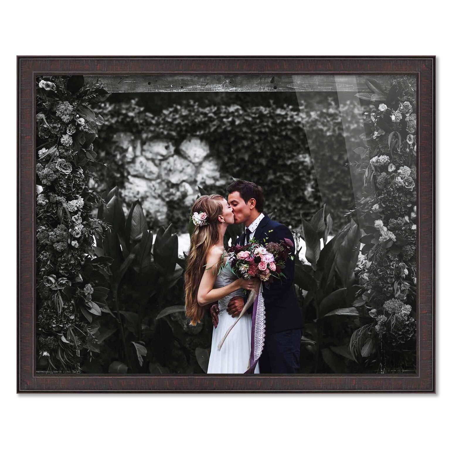 Brown  8x16 Picture  Photo Frame  mount 12.5x4.5 Hang 