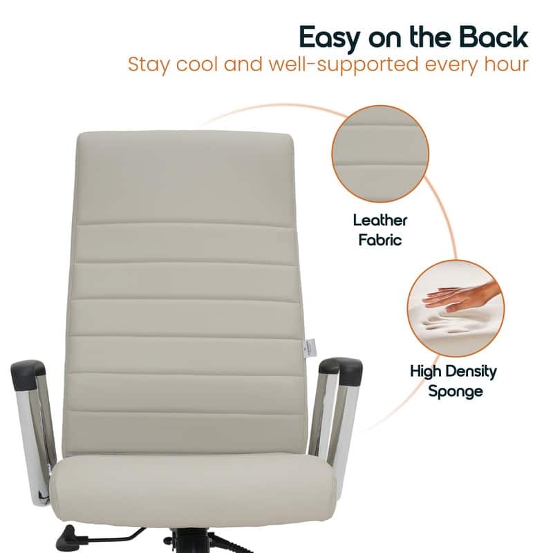 Hilton Modern High Back Ergonomic Leather Office Chair with Adjustable Height, Swivel, and Tilt for Conference or Executive Desk