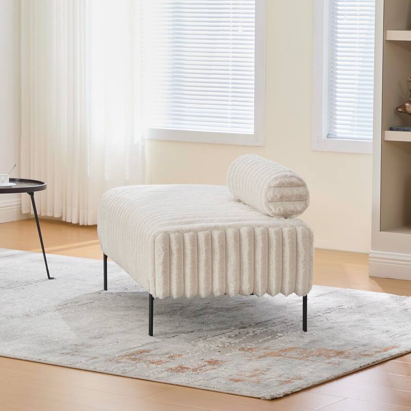 End of Bed Bench Window Ottoman Footrest with Adjustable Back for Living Room Bedroom Entryway Hallway Small Space