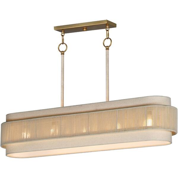 slide 2 of 5, Maxim 12815OF Seacliff 5 Light 9" Wide Linear Pendant Natural Aged Brass