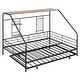 preview thumbnail 11 of 18, Metal Full Size House Bed with Trundle and Built-in Shelf and Grid,Kids and Baby
