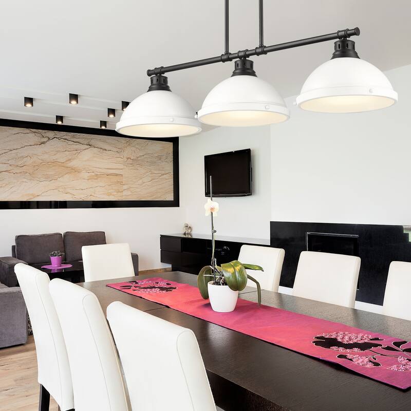 Yep by Golden Lighting Duncan 3-light Island Light in Matte Black and Matte White shade