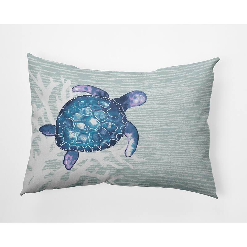 Turtle Friend Decorative Throw Pillow - 14" x 20" - Aqua