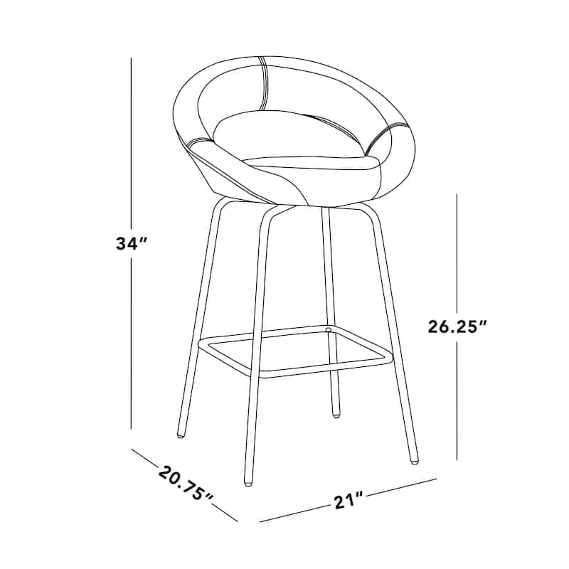 Porch & Den Penny 26" Fixed-Height Counter Stool with Metal Legs & Square Footrest - Set of 2