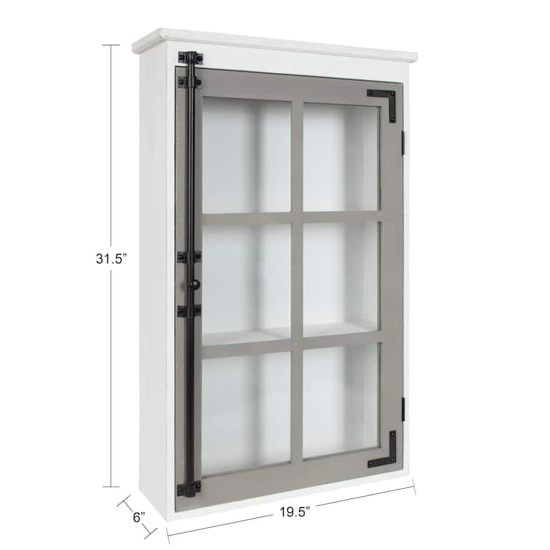 Kate and Laurel Hutchins Decorative One Door Wood Wall Cabinet - 19.5x6x31.5 - White/Gray
