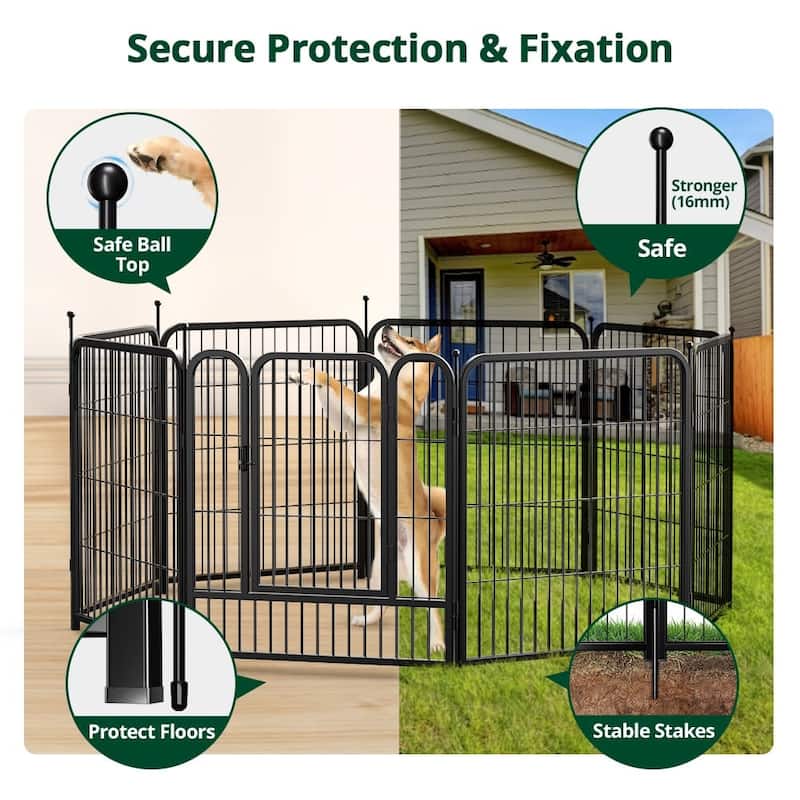 GARPROVM 8 Panels 32" Height Dog Playpen Heavy Duty Pet Fence Indoor Outdoor - 8 Panels 32" H