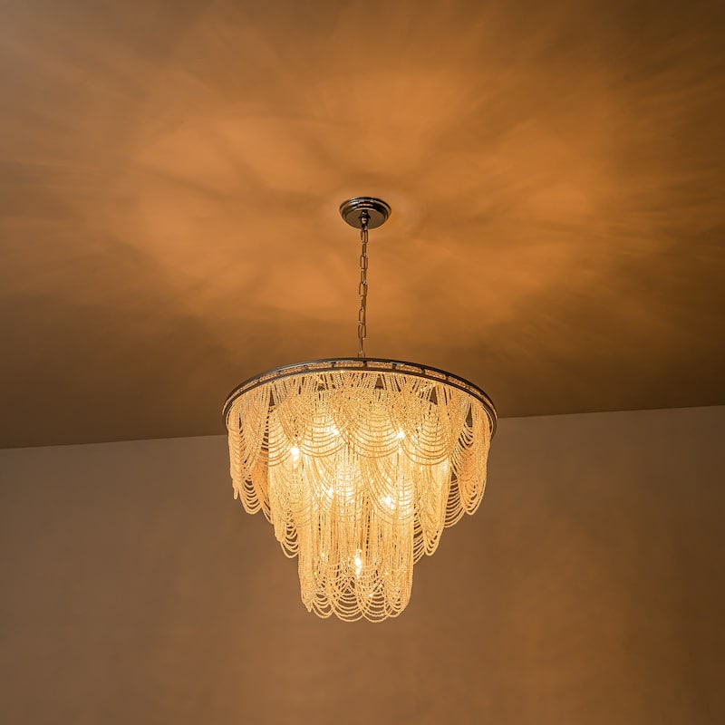 8/10-Light 3-Tiered Modern Glam Crystal Chandelier for Dining Room