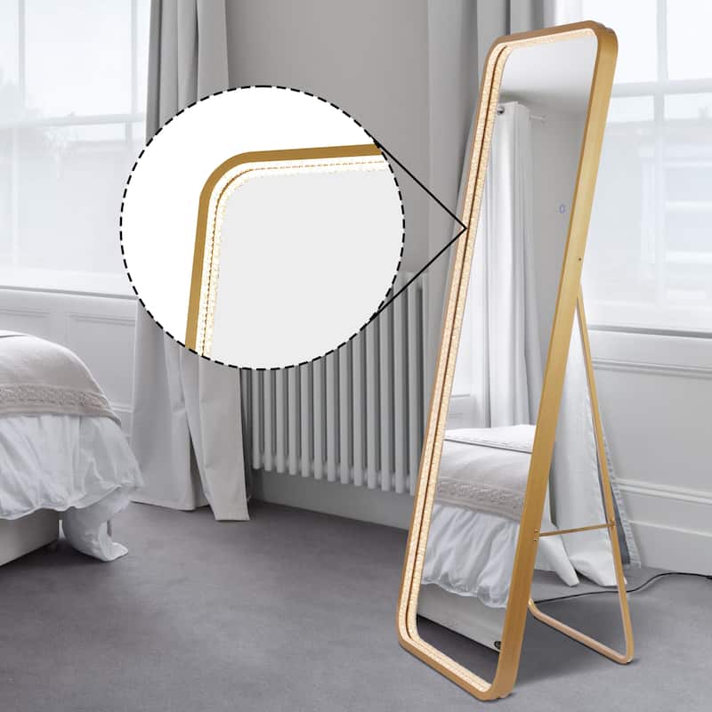 Tatum 65 in. H x 24 in. W Large Crystal Lining Rectangle Antifog Wall Or Floor Full-Length Mirror & Smart Touch - by JONATHAN Y