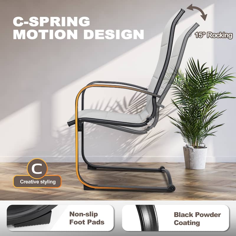 7-Piece Metal Padded Textilene Patio Dining Set with Umbrella Hole