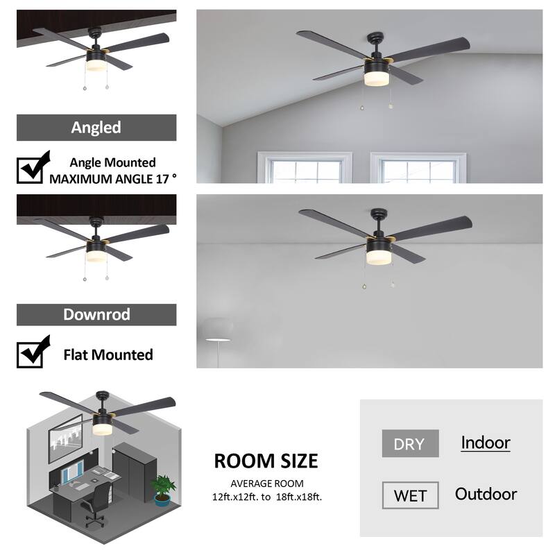 CARRO Harvey 52" Indoor Pull Chain Ceiling Fan with Light-Downrod