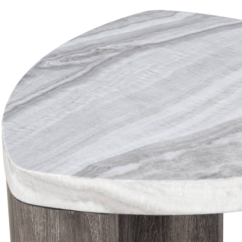 Furniture of America Elric Modern Grey and Brown Wooden Triangular End Table