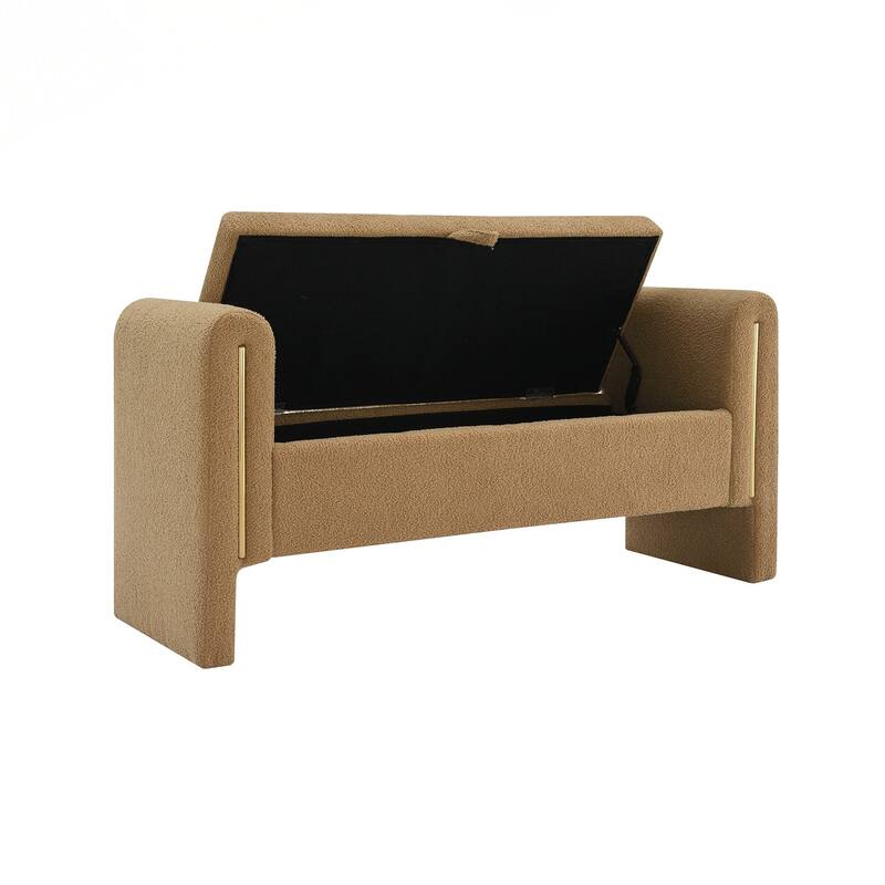 Bench with Arms and Storage,Upholstered Large Foot Rest Stool, Comfy Window Vanity Bench for Living Room,Bedroom,Dorm