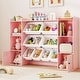 preview thumbnail 5 of 7, 4-Tier Wooden Kids Bin Shelf w/4 Large & 4 Small Removable Bins