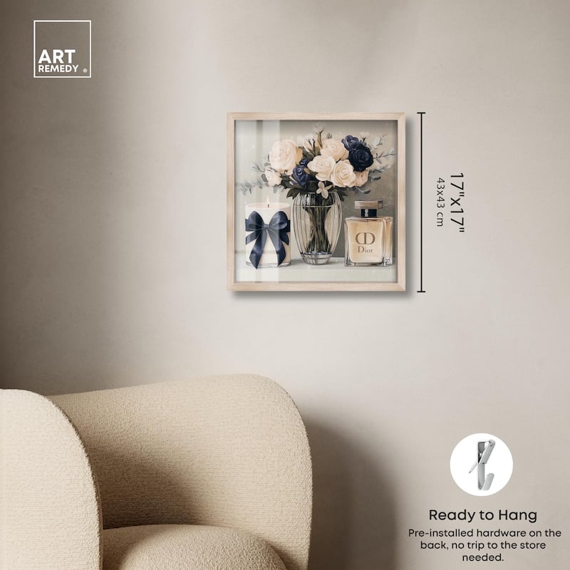 Ivory Perfume Flowers in Vase Shadowbox by Art Remedy