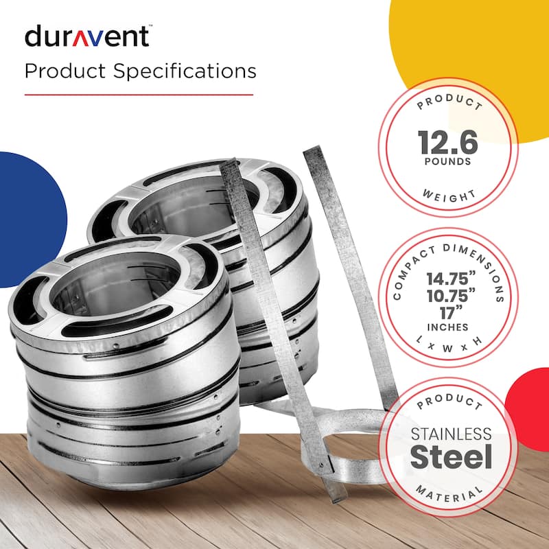 DuraVent 6DP-E30K DuraPlus 6 Inch 30 Degree Stainless Steel Swiveling Elbow Kit - 12.6