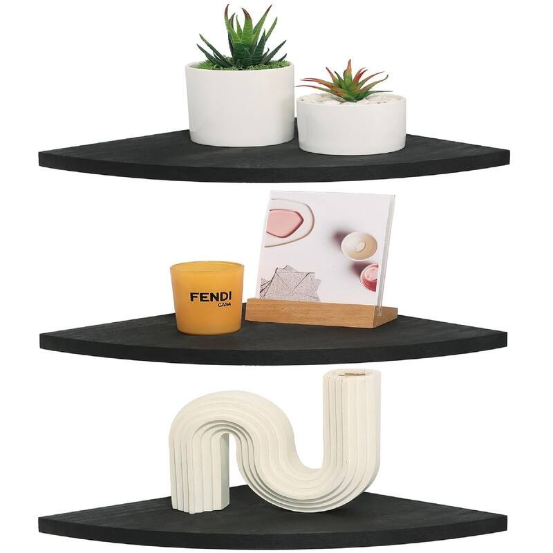 Corner Wall Shelves - 10"D x 10"W x 0.7"H - Black