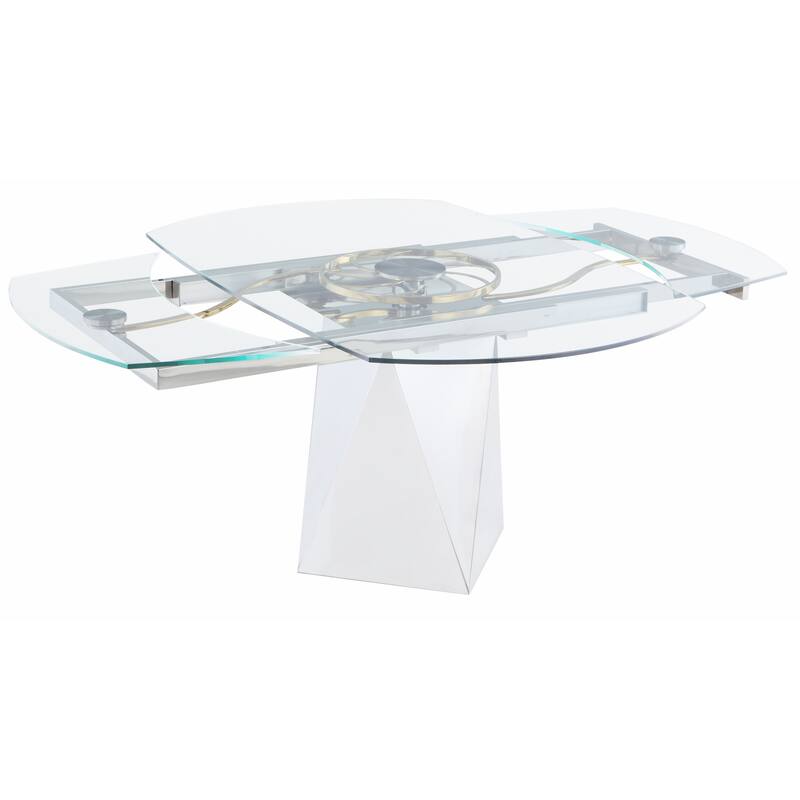 Somette Ariela 5-Piece Dining Set with Motion-Extendable Glass Table and Gray Chairs