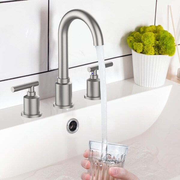 Widespread Bathroom Faucet - 8-Inch 3-Hole Sink Faucet - On
