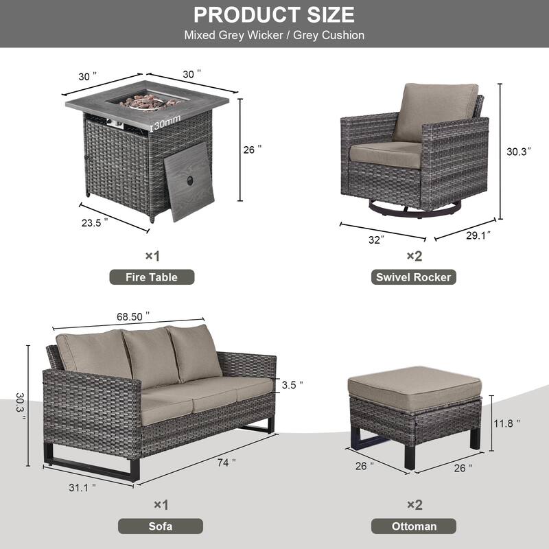 Gymojoy Outdoor Fire Pit Conversation Set, Patio Furniture with Cushions