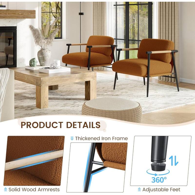 Modern Accent Chair with Metal Frame and Spring Foam Cushion