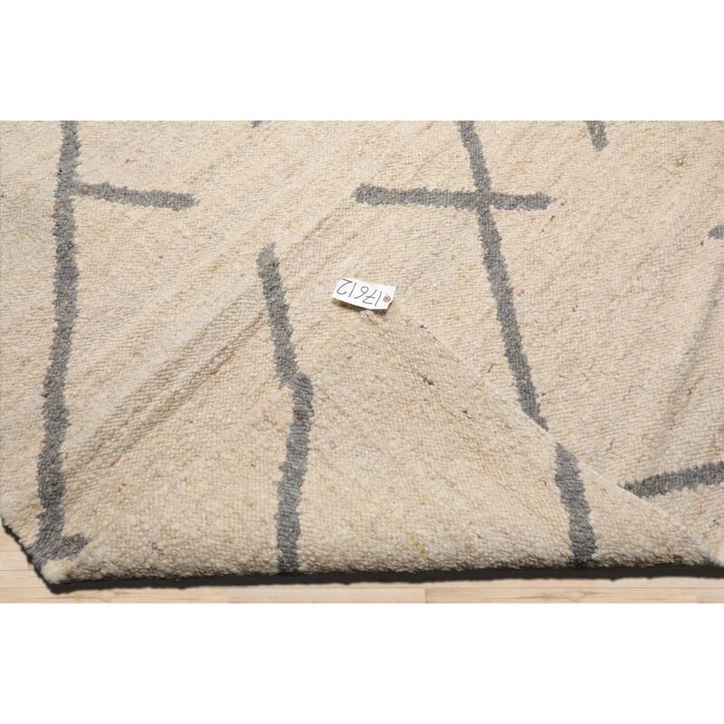 LoomBloom Oatmeal Wool Oriental Rug with Multi Size Flatweave Design