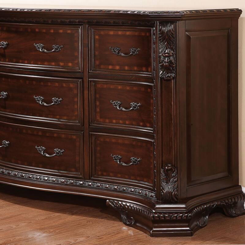 Vace Traditional Brown Cherry 56-inch Wide 9-Drawer Wood Dresser by Furniture of America