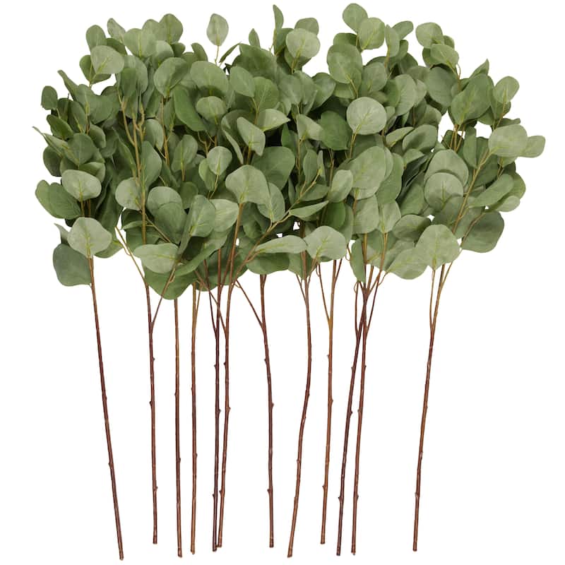 Polyester Eucalyptus Stem Tall Artificial Foliage - Set of 12 Green - Roche River Decor - Green