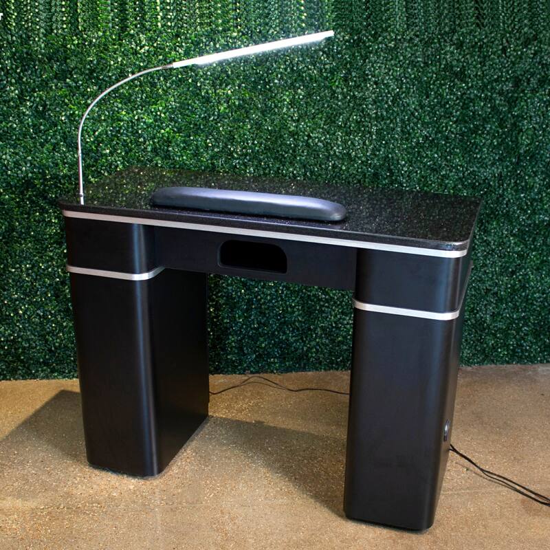 Sonoma II Manicure Table Heavy Duty Nail Station, Black Silver Marble Top - N/A