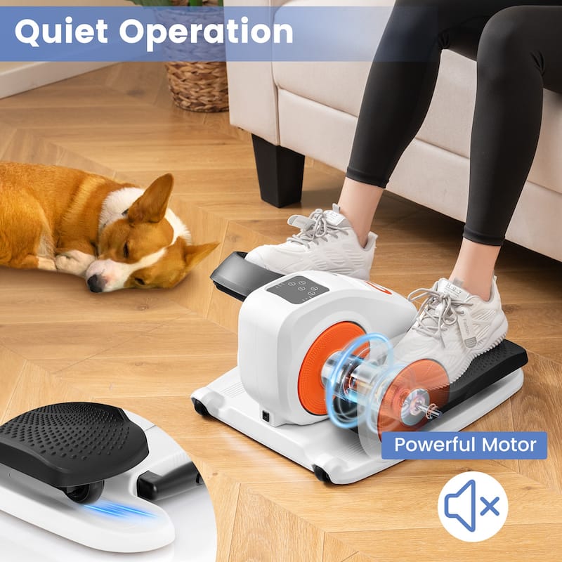 Compact Under Desk Elliptical Machine with Foot Pedals and 5-Speed Adjustable Forward-Backward