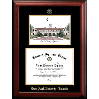 Texas A&M Kingsville 14w x 11h University Gold Embossed Diploma Frame with Campus Images Lithograph
