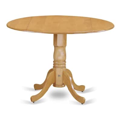 Round Dining Table Mid Century Modern Pedestal Table Kitchen Table Oak Finish - 42